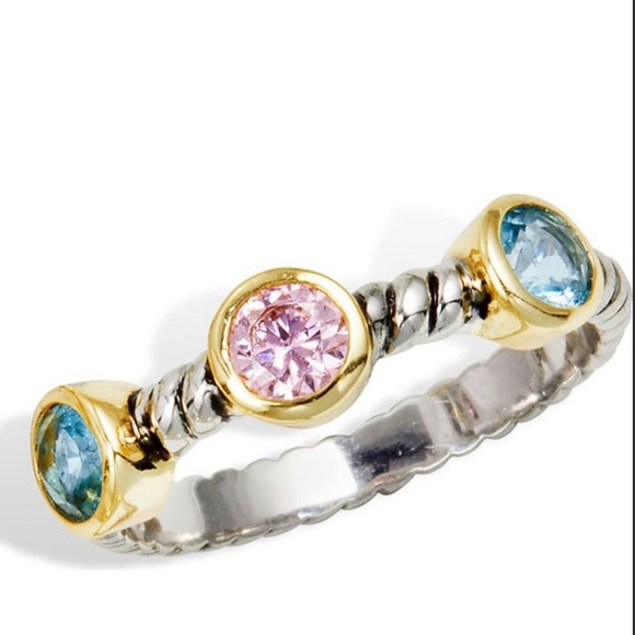 SAVVY CIE JEWELS Two-Tone Sterling
Silver Multicolor CZ - Picture 1 of 12